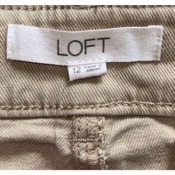 LOFT The Palmer Wide Leg Khaki Pants Cream Women's Size 12 High Rise Stretchy - Picture 5 of 11